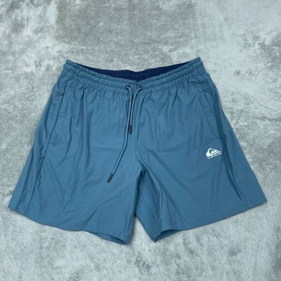 Quiksilver Mens Regular Fit Shorts Blue Size L Polyester Drawstring a0401 - Picture 1 of 6